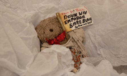 Bear from the Brian Haw archive being stored by the Museum of London.