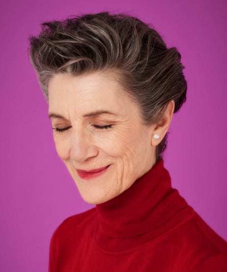 ‘I’m talking to you like you’re a shrink’: Harriet Walter wears red knit by Maxmara at fenwick.co.uk.