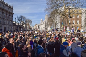 Thousands of people gathered in London, England, United Kingdom in protest against the Russian invasion of Ukraine. Thousands of people gathered in London, England, United Kingdom in protest against the Russian invasion of Ukraine.