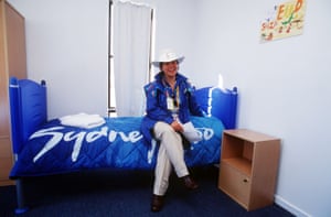 A Sydney 2000 Olympic Games official in one of the bedrooms in the athletes’ Olympic village in Homebush.