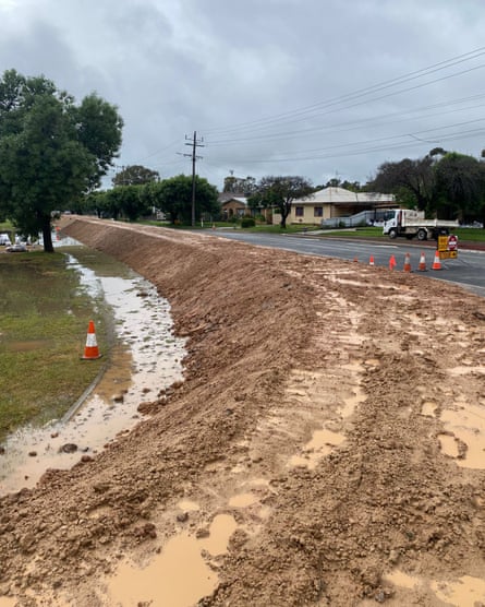 The flood levee built this week in Echuca