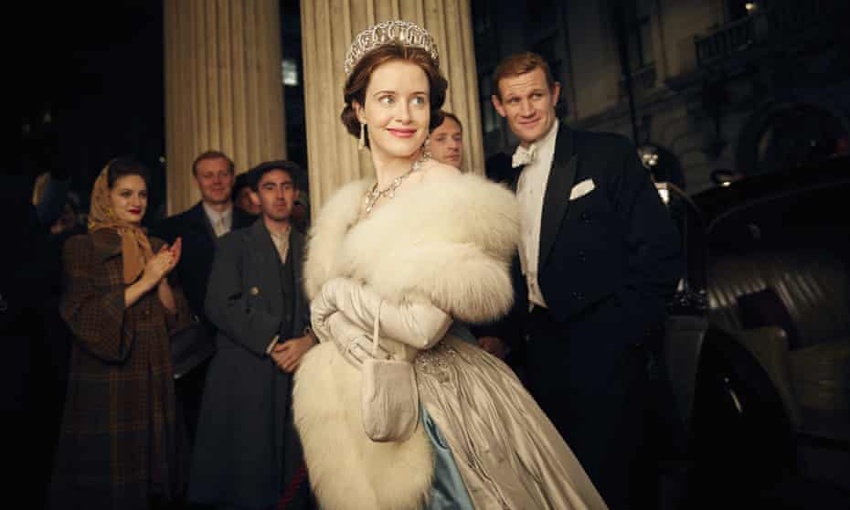 Claire Foy and Matt Smith in a scene from Netflix’s The Crown. The show is nominated for an Emmy for outstanding drama series.