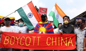 Indians protest against China.