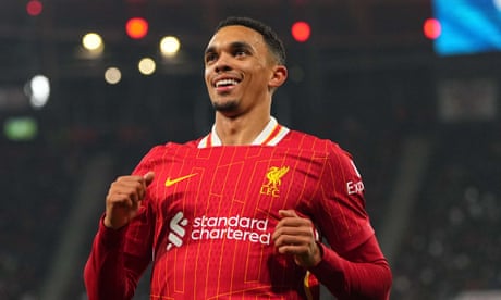 Trent Alexander-Arnold in action for Liverpool in the Champions League against RB Leipzig