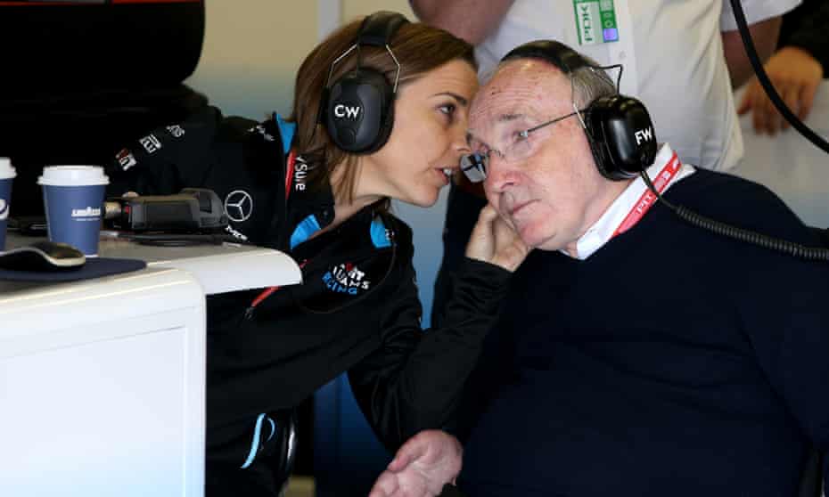 Sir Frank Williams and deputy team principal Claire Williams during practice for the British Grand Prix last year. 