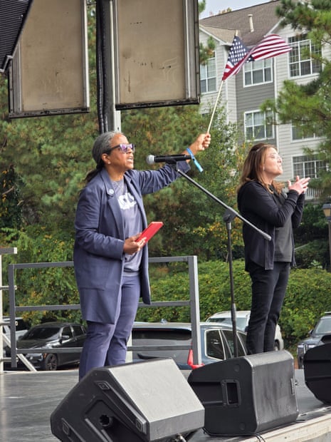 Andrea Young speaking at the No Kings protest in Atlanta.