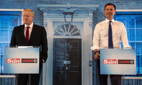 Boris Johnson and Jeremy Hunt at a hustings