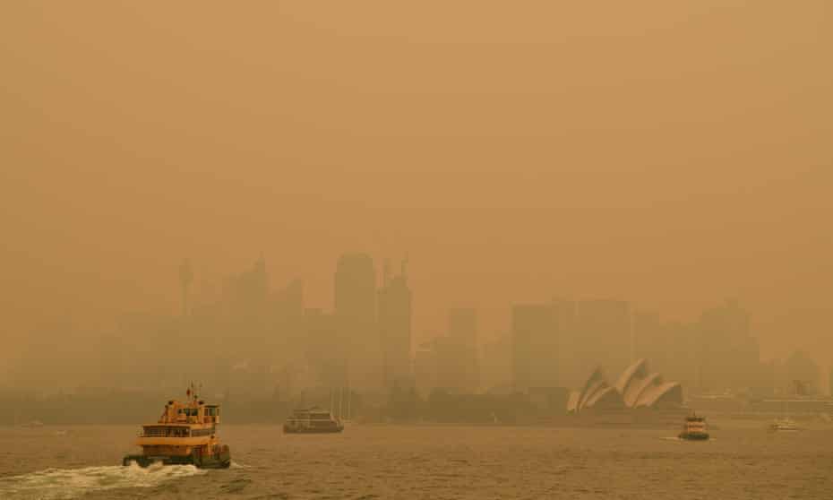 Sydney shrouded in dirty orange smoke haze