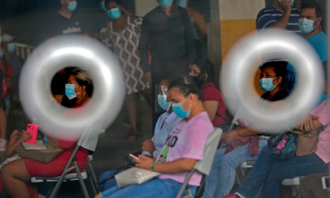 People wait to have Covid tests in Panama
