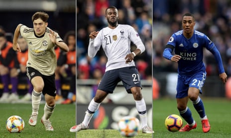 Manchester United’s Daniel James, Spurs’ Tanguy Ndombele and Leicester City’s Youri Tielemans. Photographs by Getty Images and PA.