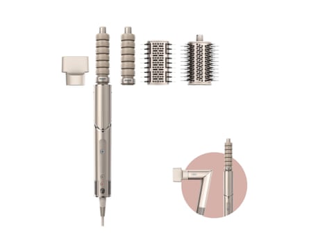 Shark FlexStyle 4-in-1 Air Styler & Hair Dryer with Auto-Wrap Curlers, Paddle Brush, Oval Brush and Concentrator, No Heat Damage, Stone HD436SLUK