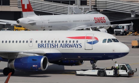 British Airways and Swiss planes at an airport