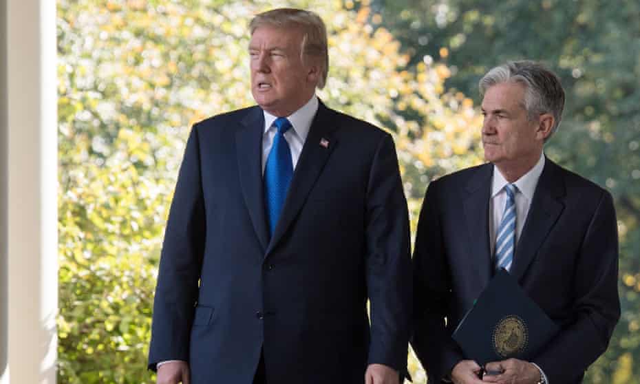 Donald Trump with Jerome Powell, the Federal Reserve chairman, at the White House.