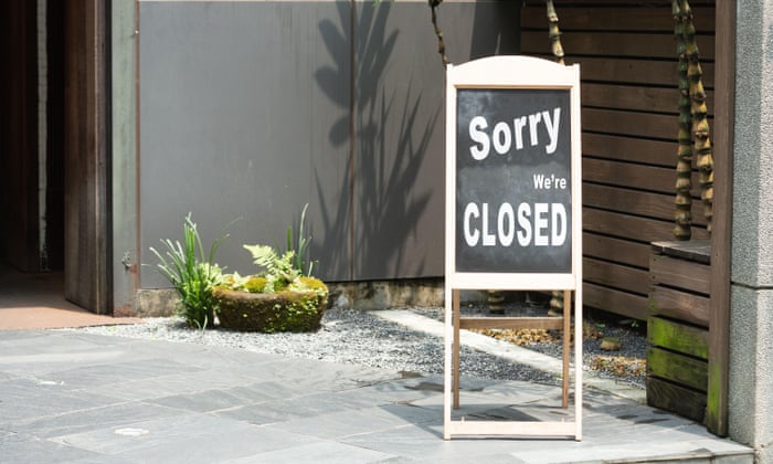 A sorry we are closed sign.