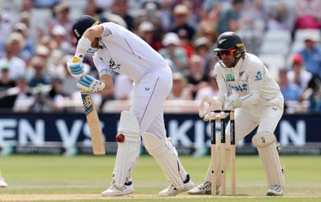 Joe Root of England is trapped LBW off the bowling of Nathan Smith.