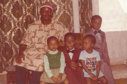Adaobi Tricia Nwaubani with her father and brothers in Umuahia in the early 1980s
