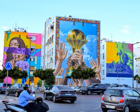 A mural depicting the Africa Cup of Nations trophy in Casablanca. Morocco hosted the latest tournament.
