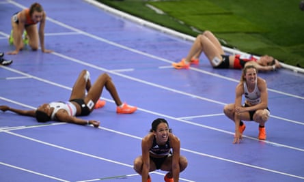 Katarina Johnson-Thompson after the 800m in the women’s heptathlon.
