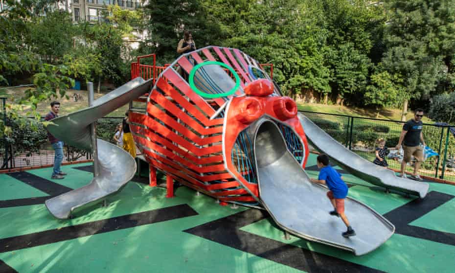 Monster Chetwynd’s playground in the shape of a giant gorgon’s head in Maçka Sanat park