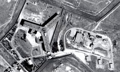 An aerial view of Saydnaya prison