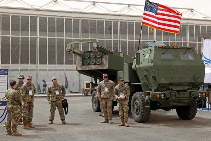 US military personnel stand by a M142 High Mobility Artillery Rocket System (Himars) as Ukraine’s top military commander credited their arrival with helping soldiers retain their defensive positions on the frontline.