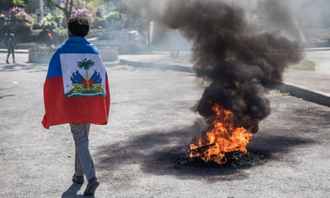 Protesters demonstrate in Port-au-Prince, Haiti, to demand the resignation of Jovenel Moïse, on 7 February. 