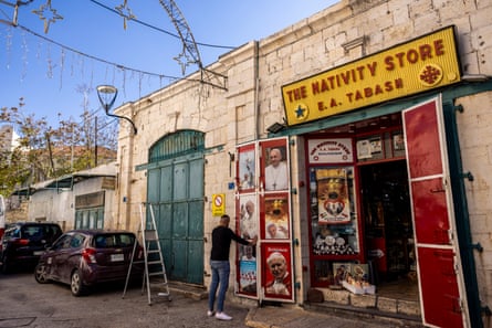 A souvenir shop in Bethlehem opens its doors for business in a city devoid of tourists