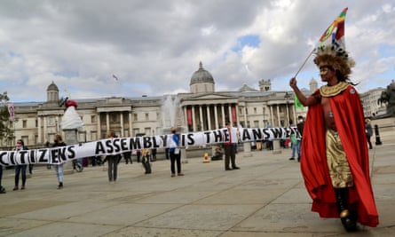An Extinction Rebellion demonstration at Trafalgar Square on Saturday.