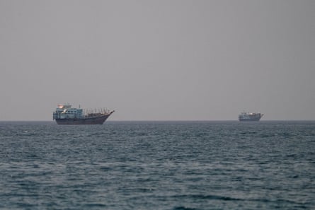 Ships in open water in the strait of Hormuz