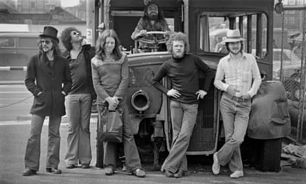 Rab Noakes, left, in Amsterdam in 1973 with Stealers Wheel, with, from second left, DeLisle Harper, Luther Grosvenor, Rod Coombes, Joe Egan and Gerry Rafferty. Noakes left the band before they signed a record contract.
