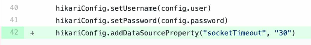 Setting the socket timeout on a Hikari connection pool by using hikariConfig.addSourceProperty(