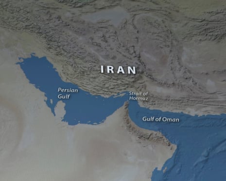 A map of the the strait of Hormuz
