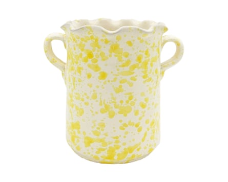 Ceramic wine cooler with yellow splatter design