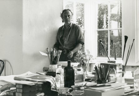 Patrick Heron in his studio at Eagles Nest in Cornwall c1968.