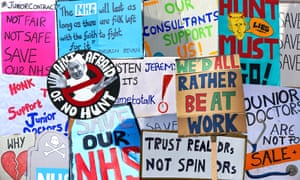 Posters made and carried by junior doctors during the strikes.