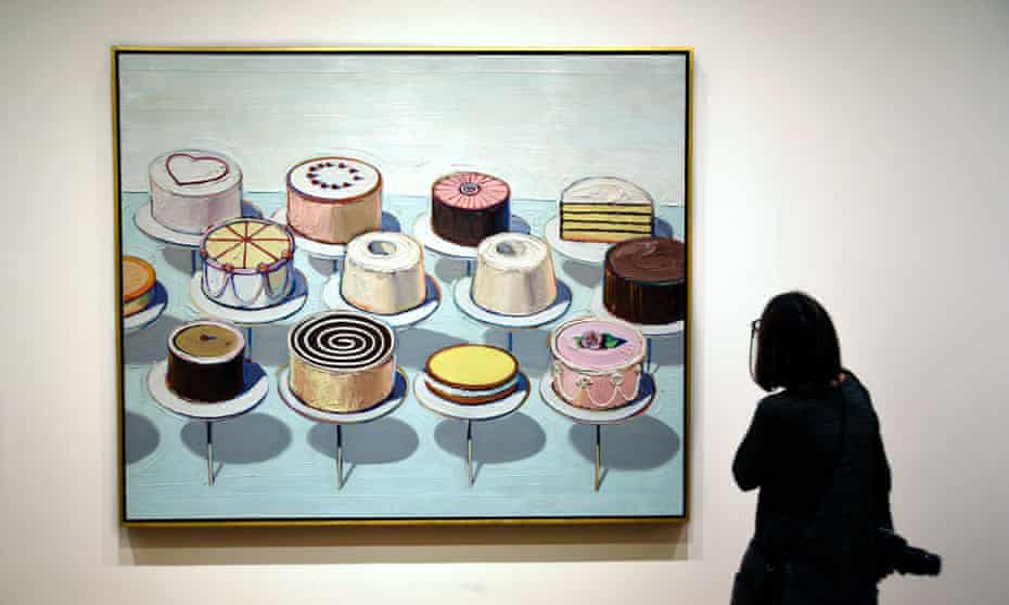 A museum visitor admires Wayne Thiebaud’s 1963 painting Cakes at the National Gallery of Art East Building in Washington DC