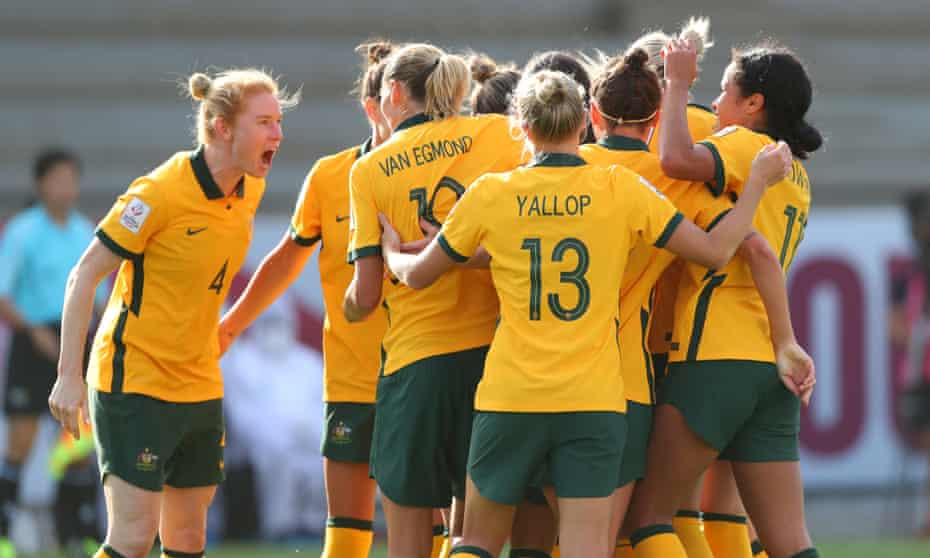 Sam Kerr scored the Matildas’ opener in the second half of the game against the Phillipines at the Asian Cup.