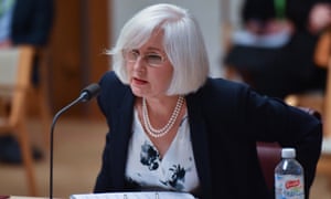 Services Australia CEO Rebecca Skinner at the Senate Inquiry into COVID-19 at Parliament House in Canberra.