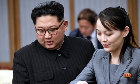 Kim Yo-jong with her brother at a meeting with South Korean president Moon Jae-in in the demilitarised zone in 2018