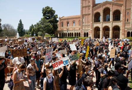 A protest against the death of George Floyd at the University of California, Los Angeles (UCLA) campus in June.