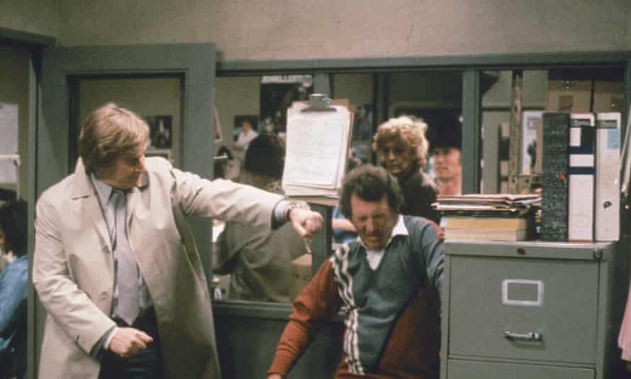 William Roache, left, playing Ken Barlow takes on Johnny Briggs as Mike Baldwin in a 1986 episode of Coronation Street.