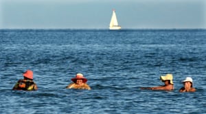 People swimming in Lake Issky-Kul