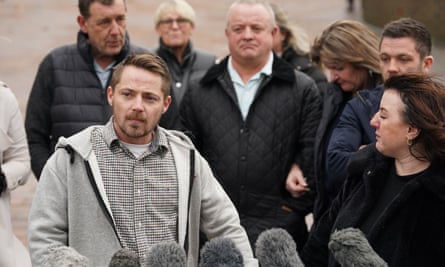 Sam Phillips, the father of Alfie Phillips, speaks to the media outside Maidstone crown court