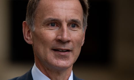 Jeremy Hunt being interviewed on Saturday as the new chancellor after the sacking of Kwasi Kwarteng.