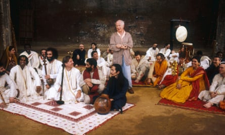 Peter Brook directs a rehearsal of the Mahabharata at Théâtre des Bouffes du Nord in Paris in 1987.