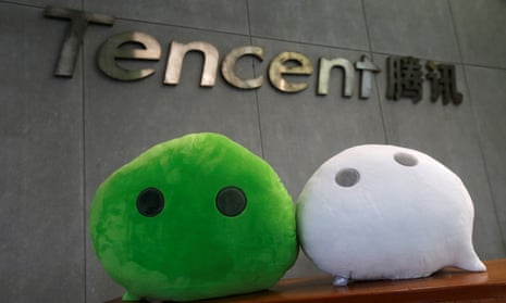 WeChat mascots at Tencent office in Guangzhou, China.