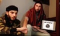 Still image taken from video shows Abdel Malik Nabil Petitjean and Adel Kermiche