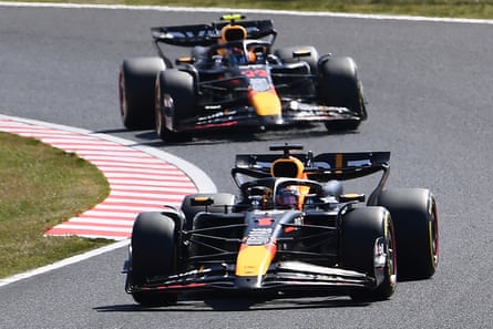 The Red Bulls of Max Verstappen (front) and Sergio Pérez lead the way again at the Japanese Grand Prix