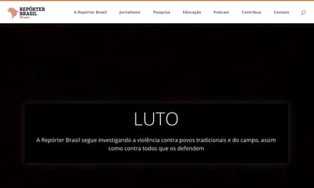 The frontpage of the Repórter Brasil website on Thursday.