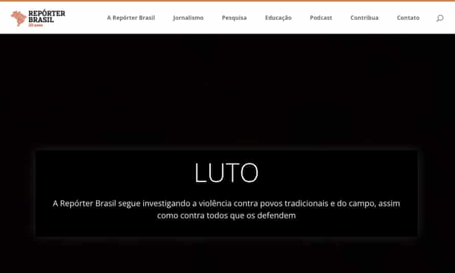 The frontpage of the Repórter Brasil website on Thursday.
